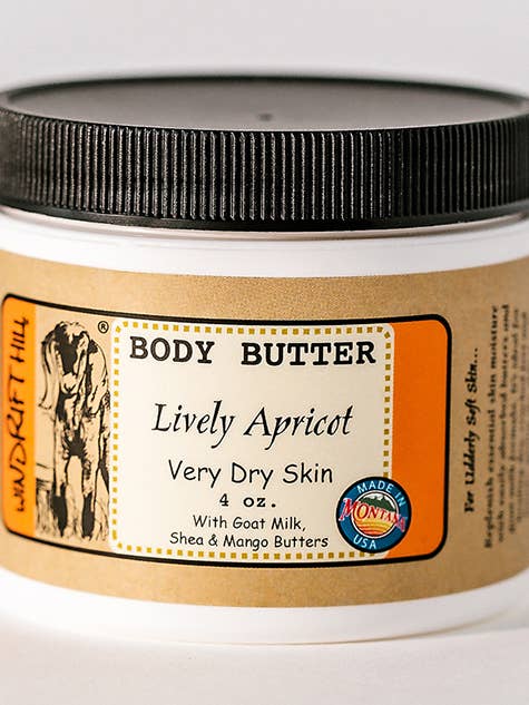 Lively Apricot Goat Milk Body Butter for wholesale by Windrift Hill Goat Milk Skincare