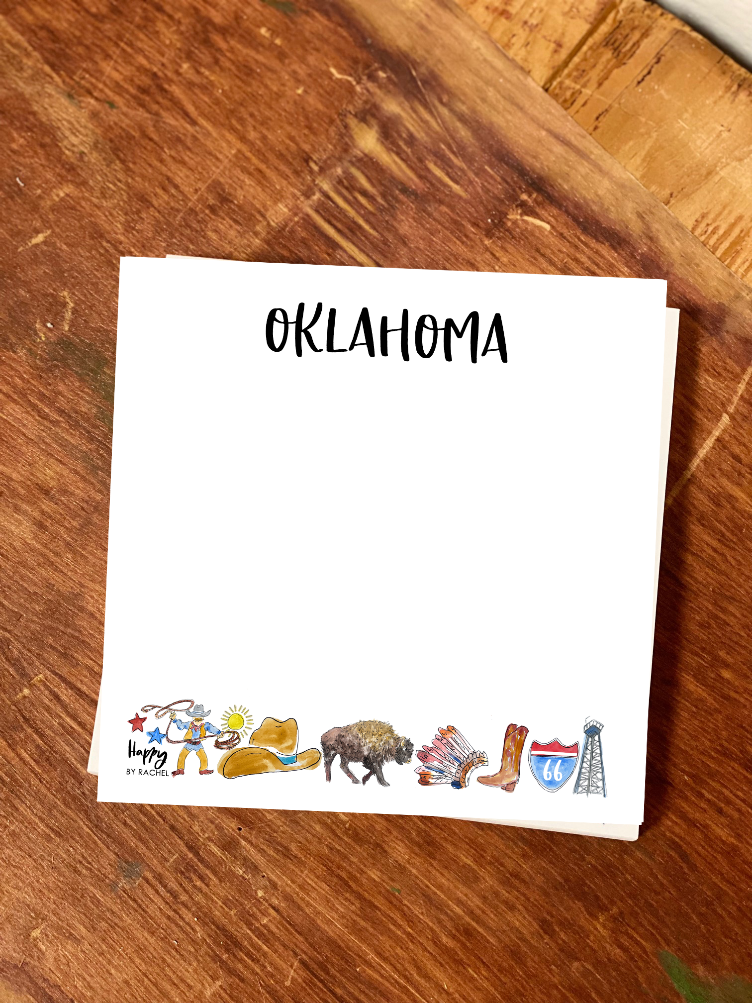 Happy By Rachel, LLC - Wholesale Notepad - State of Oklahoma Chunky Notepad-Stationary 100 pg0