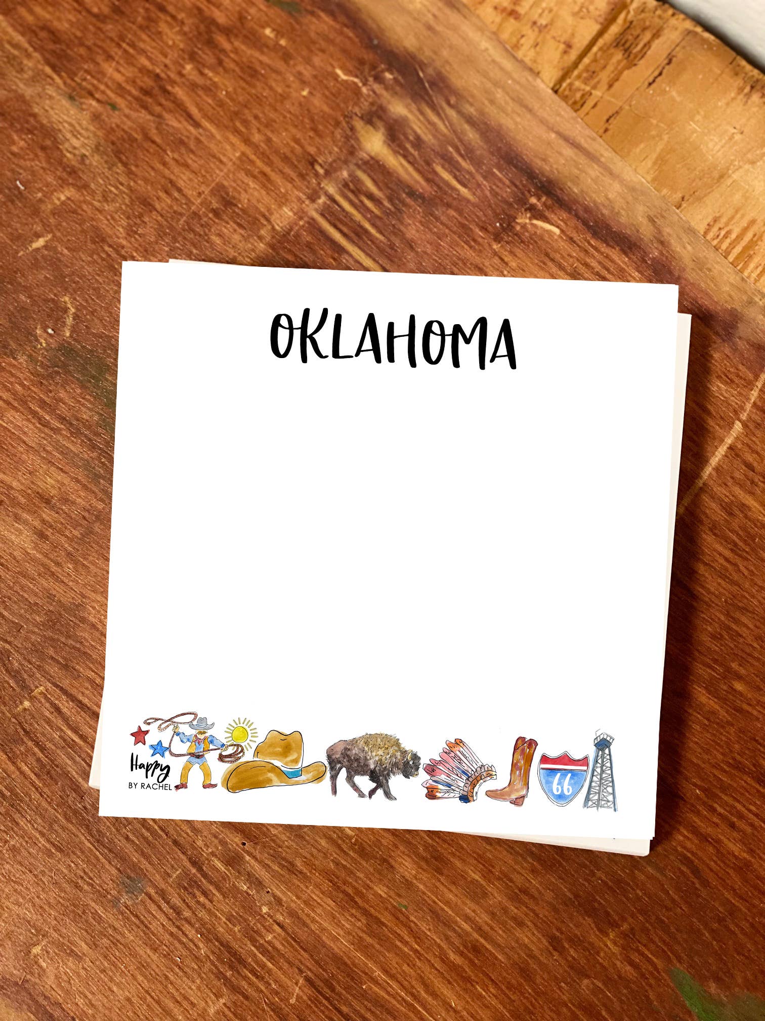 Happy By Rachel, LLC - Wholesale Notepad - State of Oklahoma Chunky Notepad-Stationary 100 pg