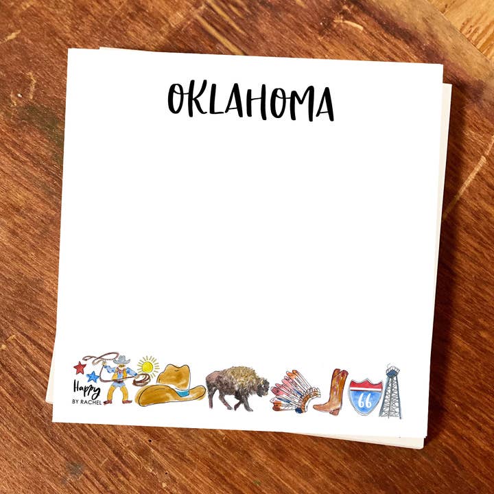 Happy By Rachel, LLC - Wholesale Notepad - State of Oklahoma Chunky Notepad-Stationary 100 pg0