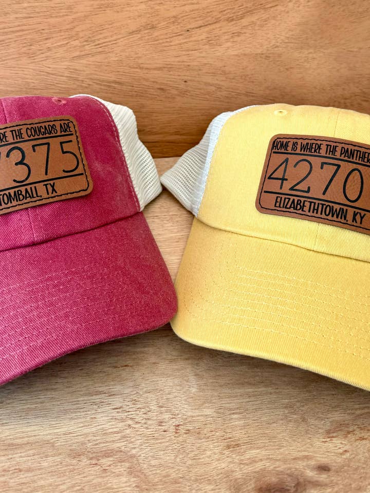 CUSTOM School Spirit Zip Code Hat Game Day - MASCOT for wholesale by BMR Designs