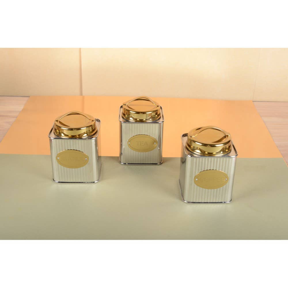 AULICA - Wholesale Canister - Silver and gold coffee box 10x10x10cm2