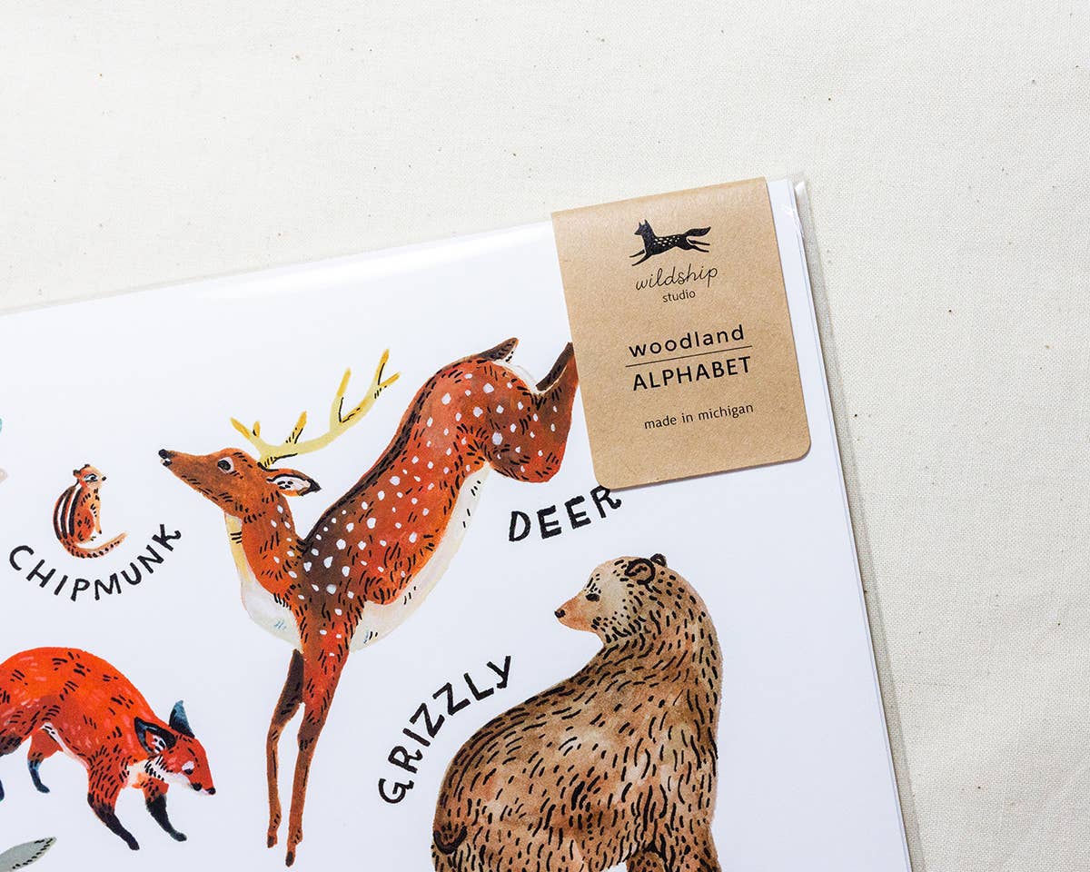 Wildship Studio - Vente Affiche d'art - Impression de l'alphabet des bois3