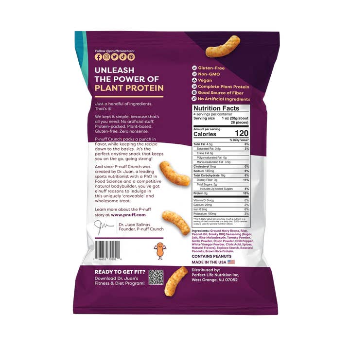 Pnuff Crunch - Vente Encas soufflé - Snacks feuilletés aux arachides au four Pnuff Crunch, barbecue, 6 x 4 oz1