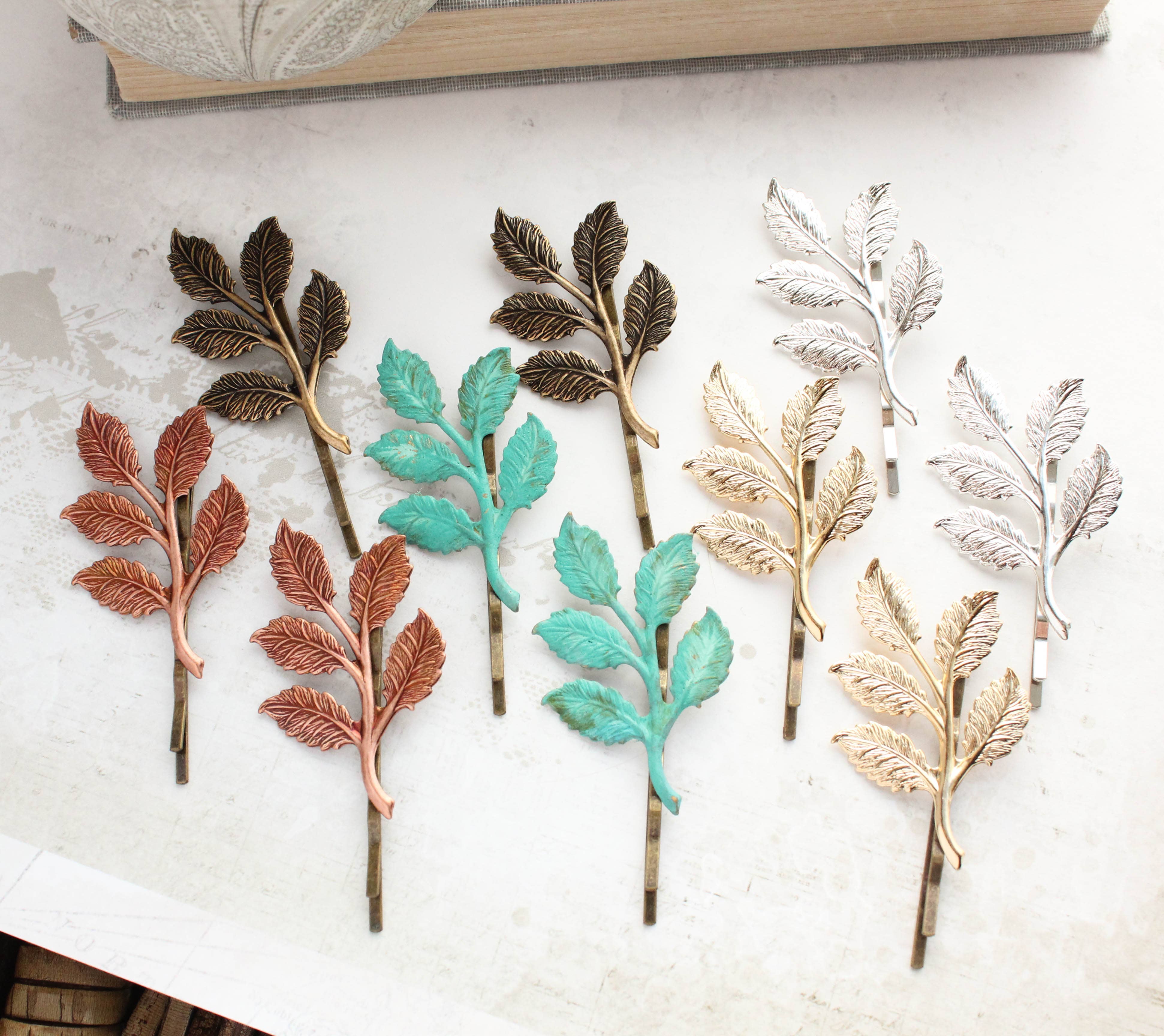 A Pocket of Posies - Wholesale Bobby Pin - Women's - Branch Bobby Pin - Antiqued Brass  - two piece4