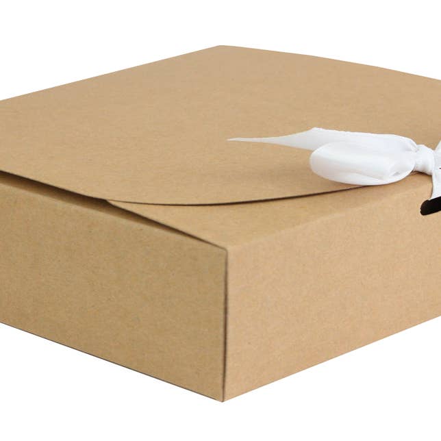 Pack of 12 Brown Kraft Box with White Ribbon for wholesale by Emartbuy