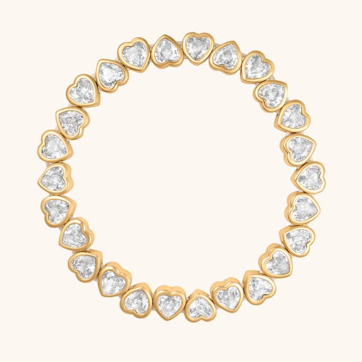 Kelsea Stretchy Heart Bracelet- CLEAR for wholesale by Lola & Tae