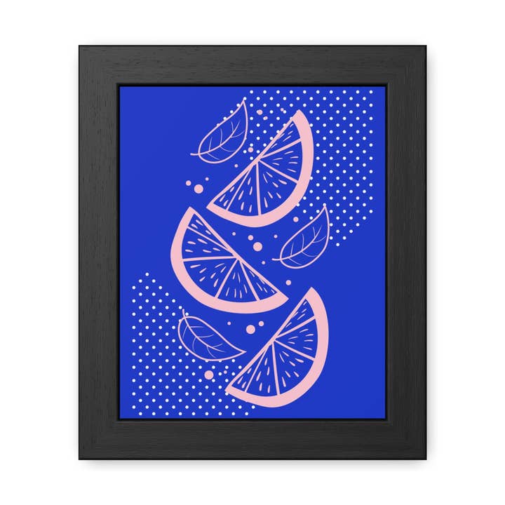 Quand la vie vous donne des citrons 2 - Affiche encadrée Tranche d'agrumes - Art mural de fruits frais pour la décoration de cuisine pour la vente par Donkey Laserbeam