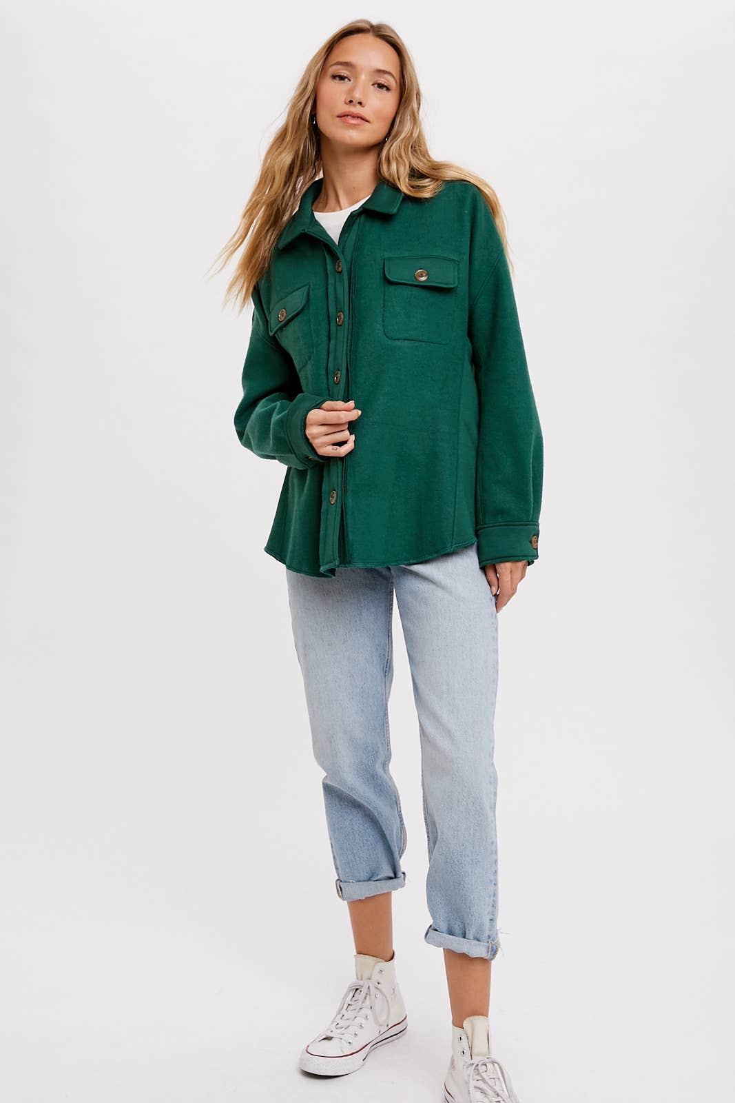 Bluivy – Engroshandel Skjortejakke/shacket – til kvinder – BØRSTET TERRY KNAP OP SHACKET33