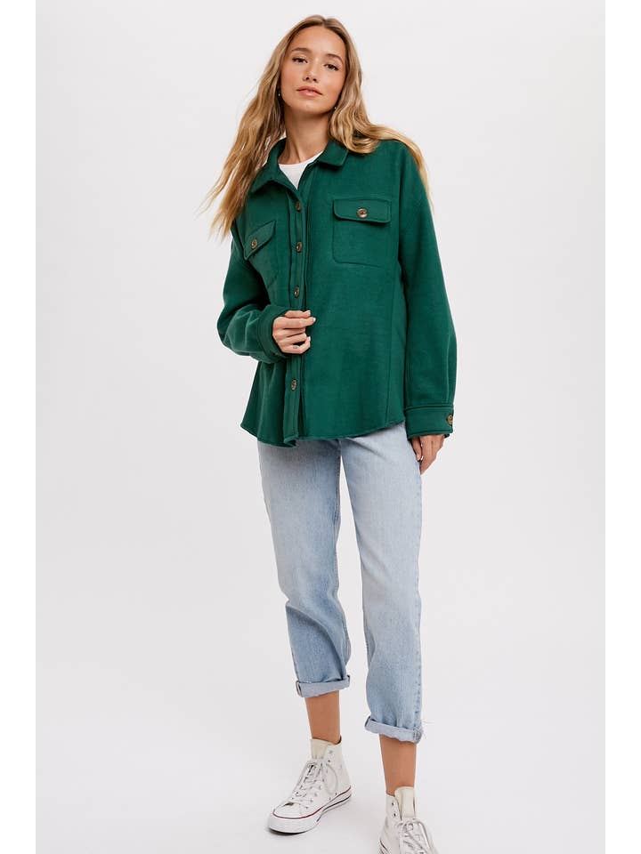 Bluivy – Engroshandel Skjortejakke/shacket – til kvinder – BØRSTET TERRY KNAP OP SHACKET33