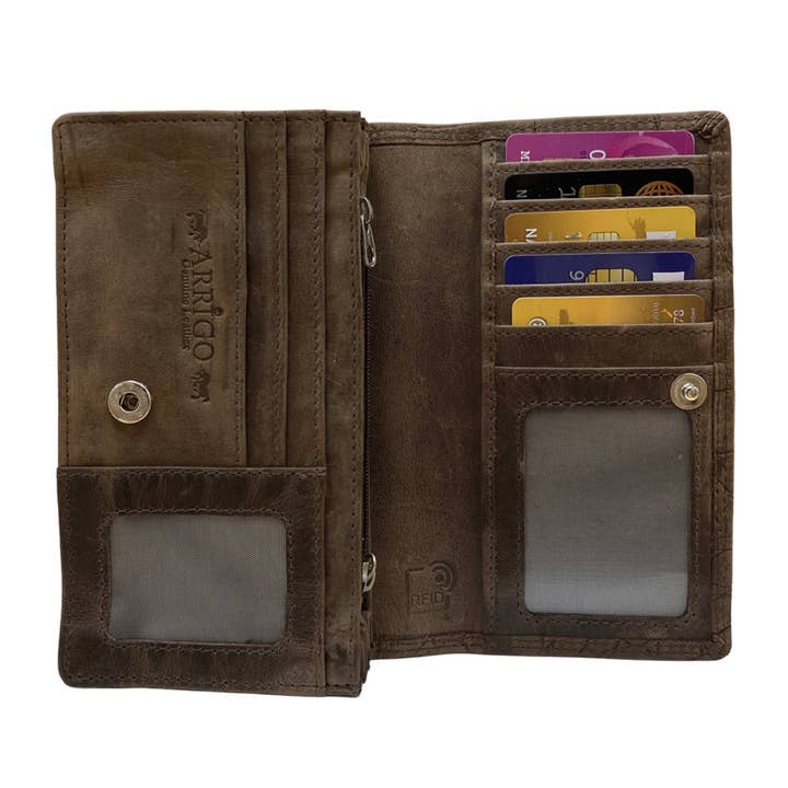 Arrigo - Wholesale Wallet - Women's - Ladies wallet Leather Harmonica - RFID - Croco Print13