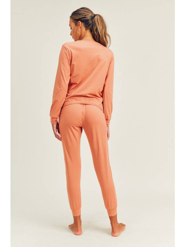 Copper Brushed Soft Peach Skin Long Sleeve & Lounge Pant for wholesale on Faire