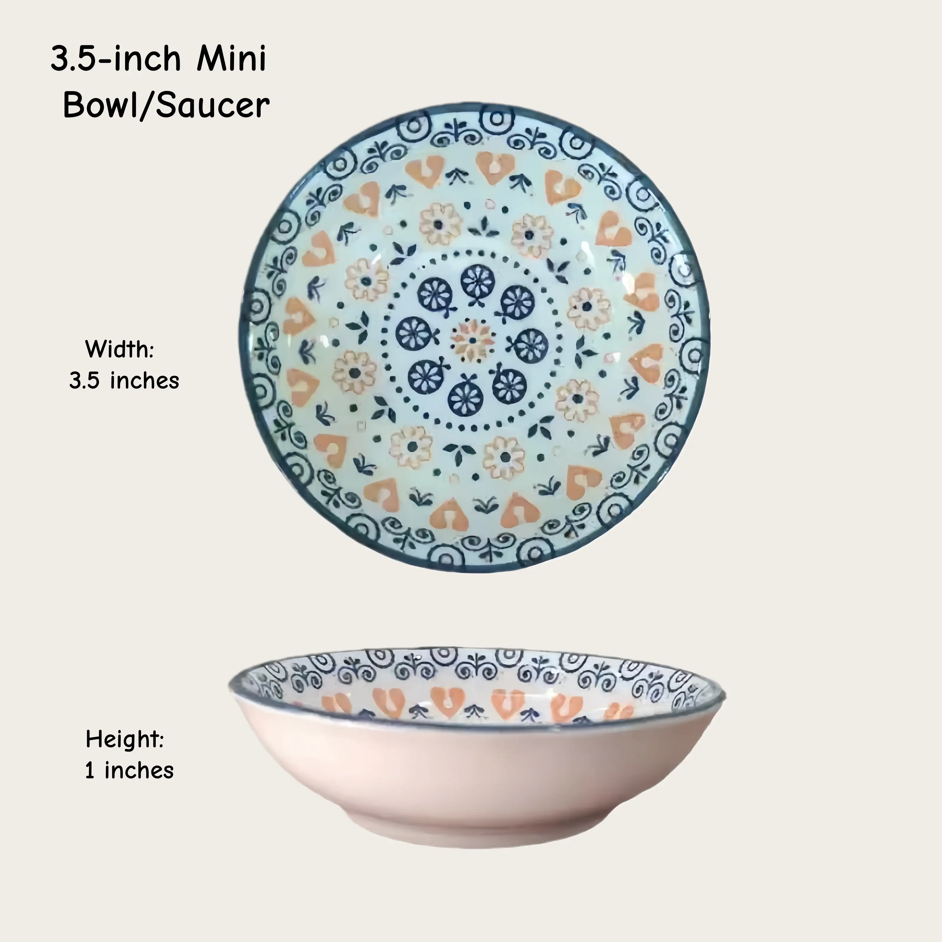 Otterware - Vente Bols à condiments/sauces - Plats à trempette en céramique style marocain (6 styles)0