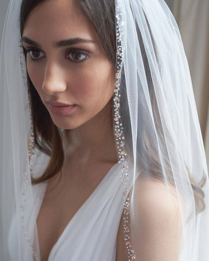 Dareth Colburn Designs – Großhandel Schleier – Damen – Hochzeitsveil mit Perlen in Roségold6
