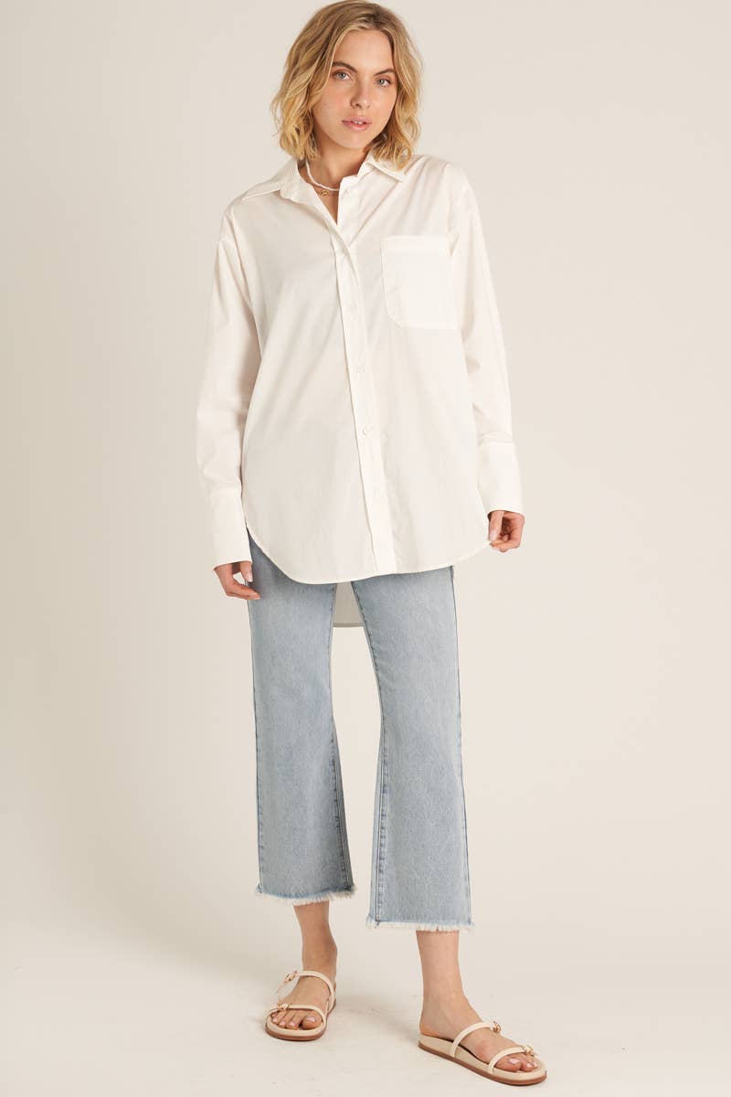 En Crème - Wholesale Button Down Shirt - Women's - Long Sleeve Oversize Button Down Shirt14