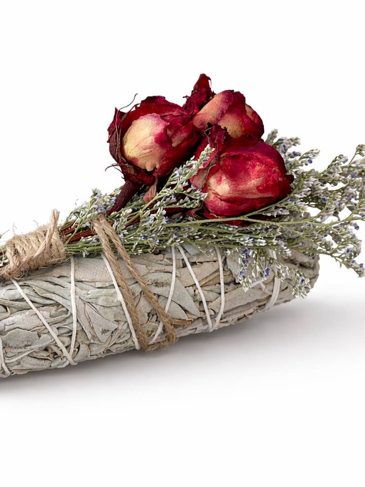 Premium White Sage Sticks with Red Roses for wholesale by Picki Nicki