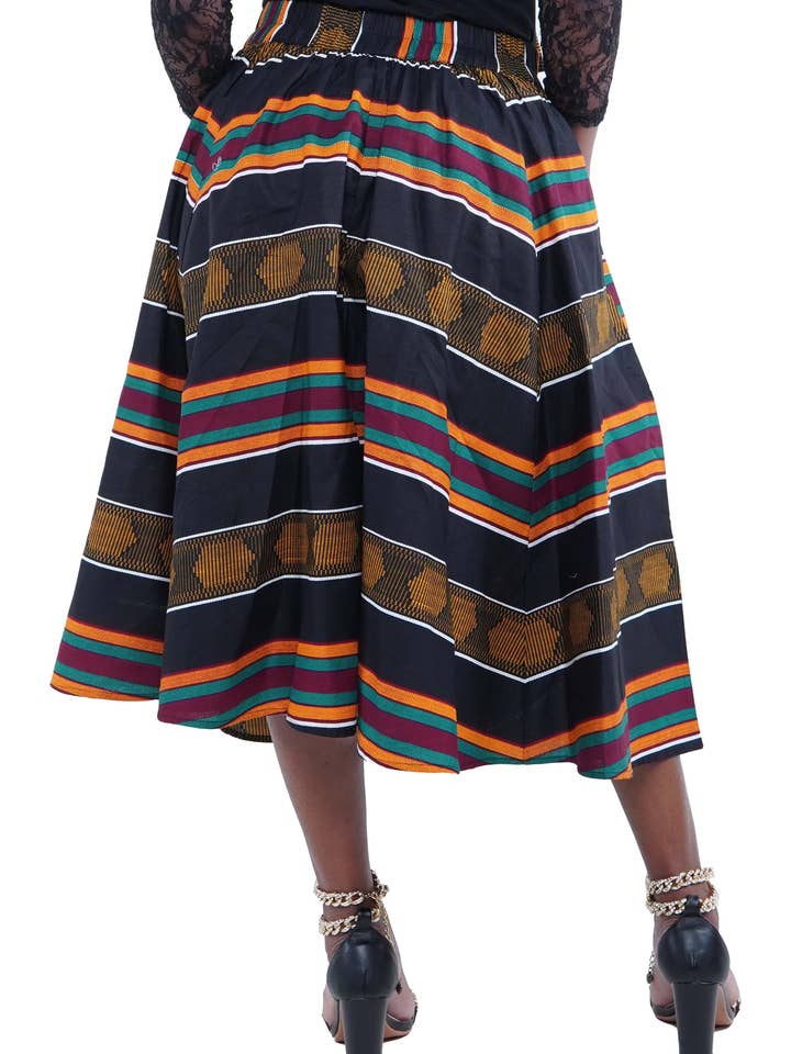 Satsuma Wholesale – wholesale Kjol - Dam – Afrikansk kvinnors sommarkjol i Kente, midi/vadlängd2