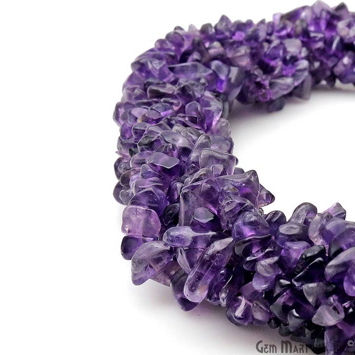 GemMartUSA - Wholesale Beads - Amethyst Chip Beads, Drilled Natural Gemstone, 34 Inch