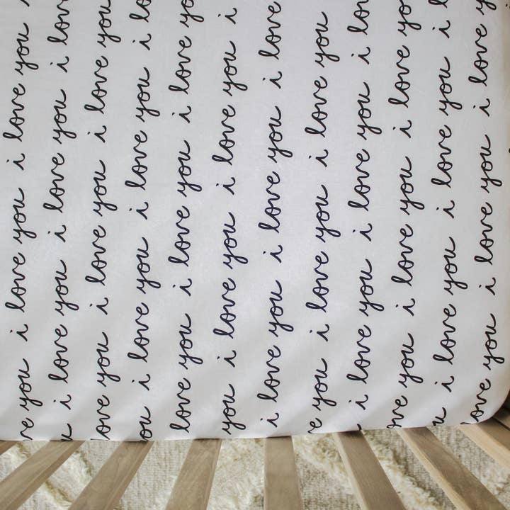 NODNAL Co. - Wholesale Cot/Crib Sheets - "I Love You" Fitted Crib Sheet6