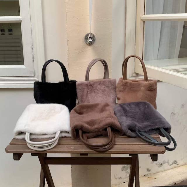 P23105 Small Faux Fur Crossbody Tote Bag for wholesale by Pretty Persuasions