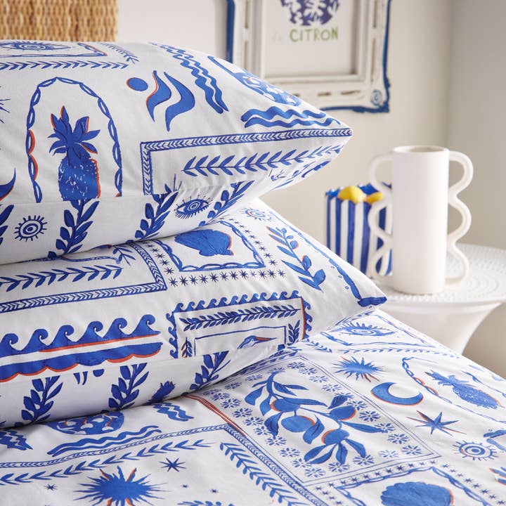 Frieze Abstract Duvet Cover Set Blue for wholesale on Faire