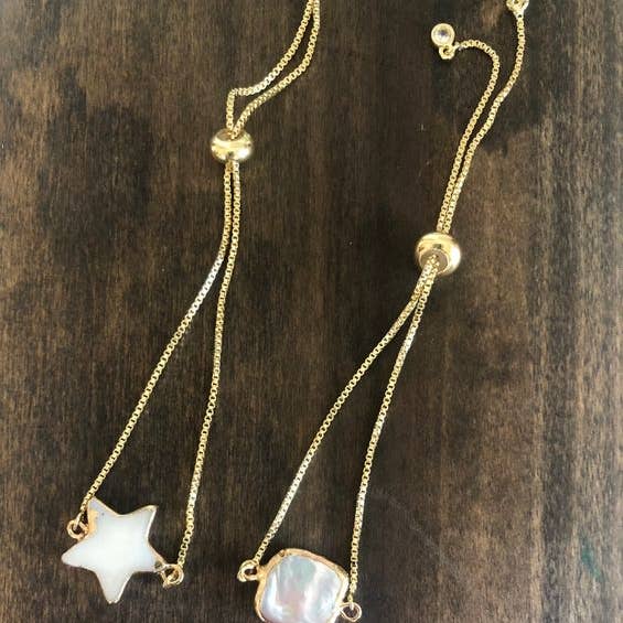 bubs & sass - Vendita all'ingrosso Braccialetto con ciondolo/pendente - bracciale connettore quadrato stella/perla conchiglia0