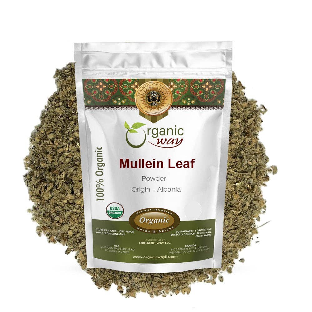 Organic Way LLC – wholesale Herbs – Mullein Leaf Powder (Verbascum thapsus) - European Wild-Harvest | Kosher Certified | Vegan, Non GMO & Gluten Free | USDA Certified | Origin - Albania
