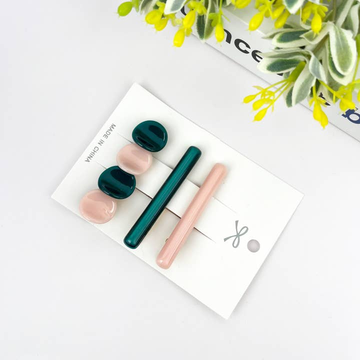 TheDivaSoap – wholesale Hårklämma - Dam – 3-pack färgglada hårklämmor i acetat, vårhårklämma