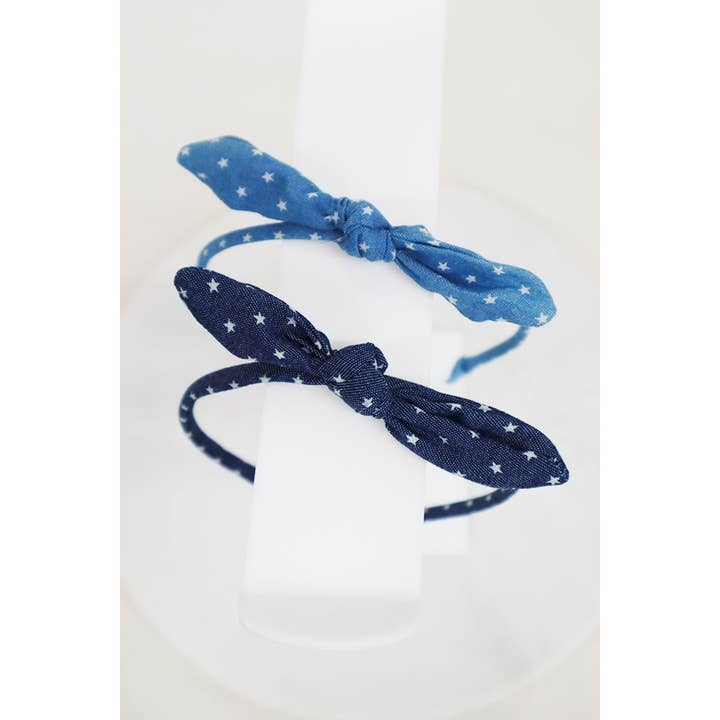 Denim Star Bow Headband for wholesale by Love and Repeat