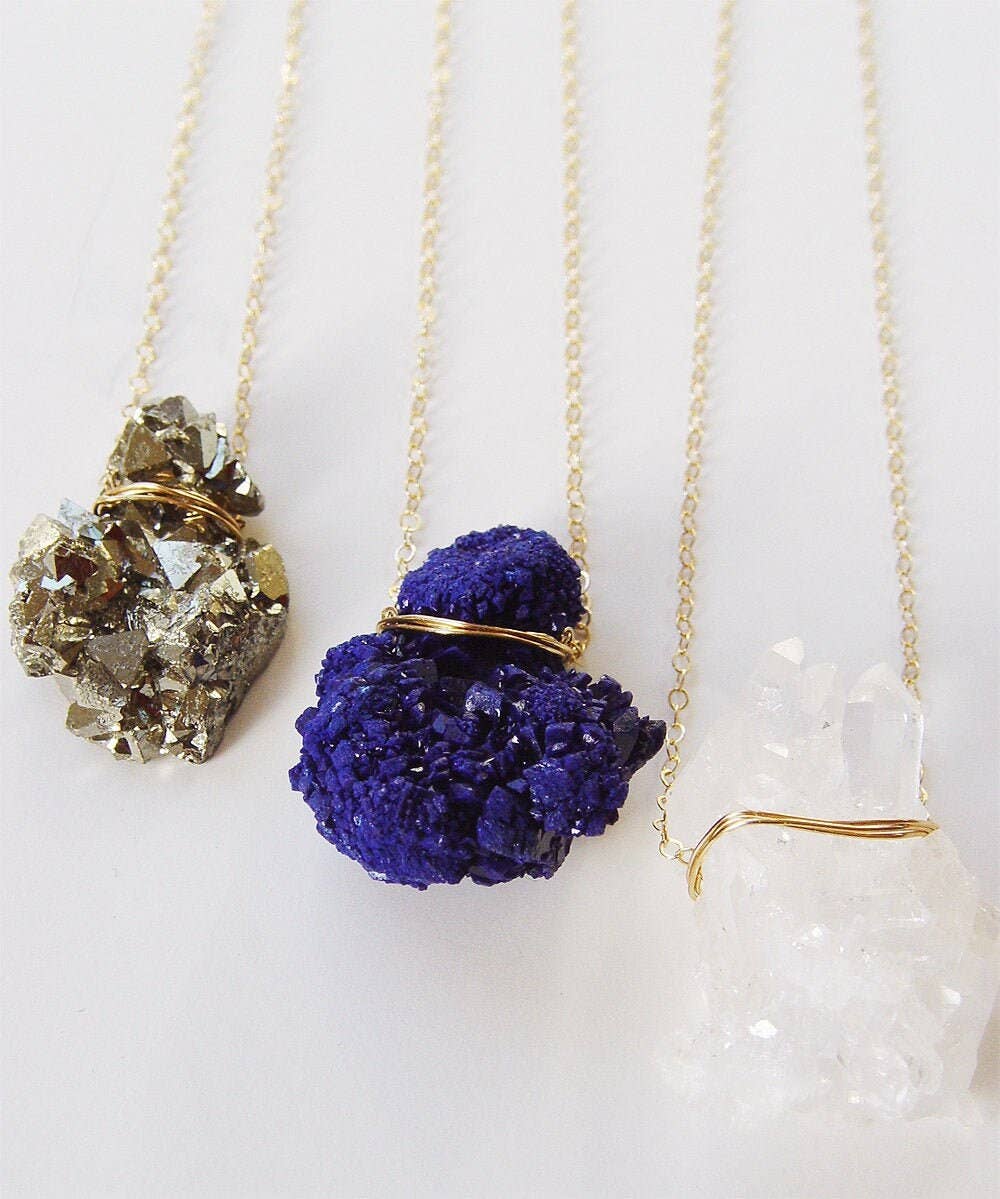 Friedasophie - Wholesale Pendant/Charm Necklace - Indigo Azurite Crystal Gold Necklace4