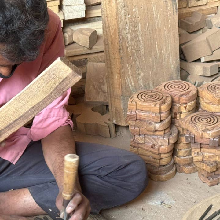 Global Crafts - Wholesale Appetizer Serveware - PACK OF 5 - Set of 2 Acacia Wood Appetizer Set3