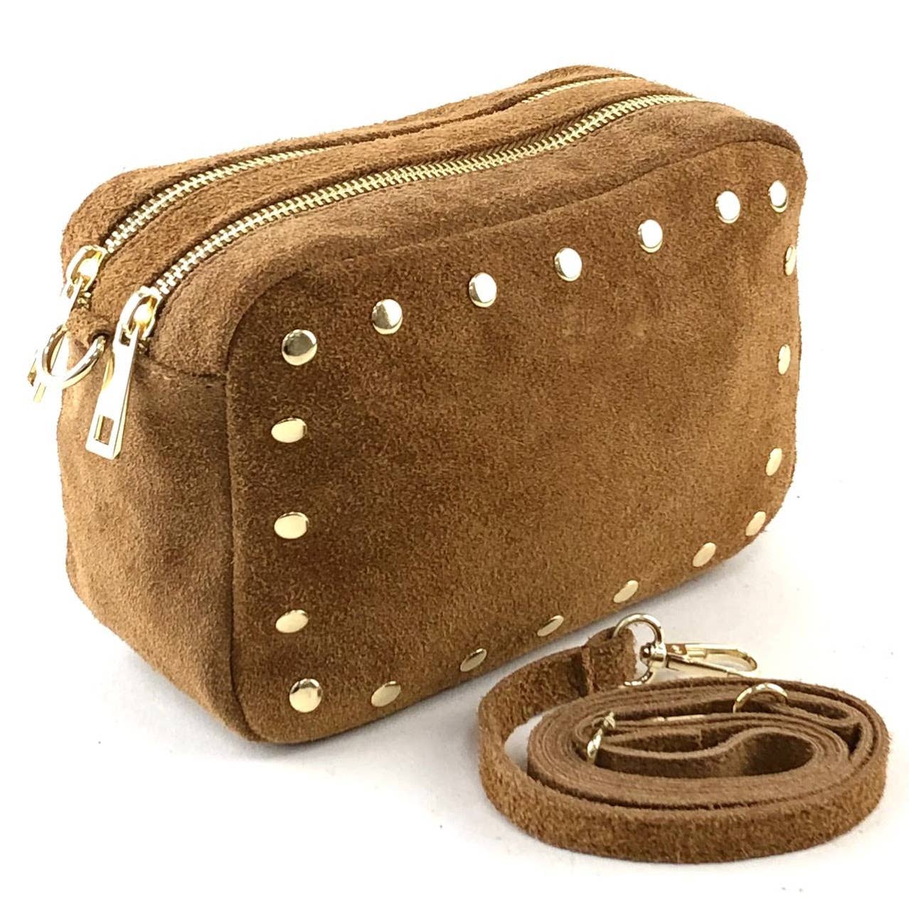 MILANO AMOUR - Wholesale Crossbody Bag - Women's - CROSSBODY BRYAN ZIP SUEDE STUDS3