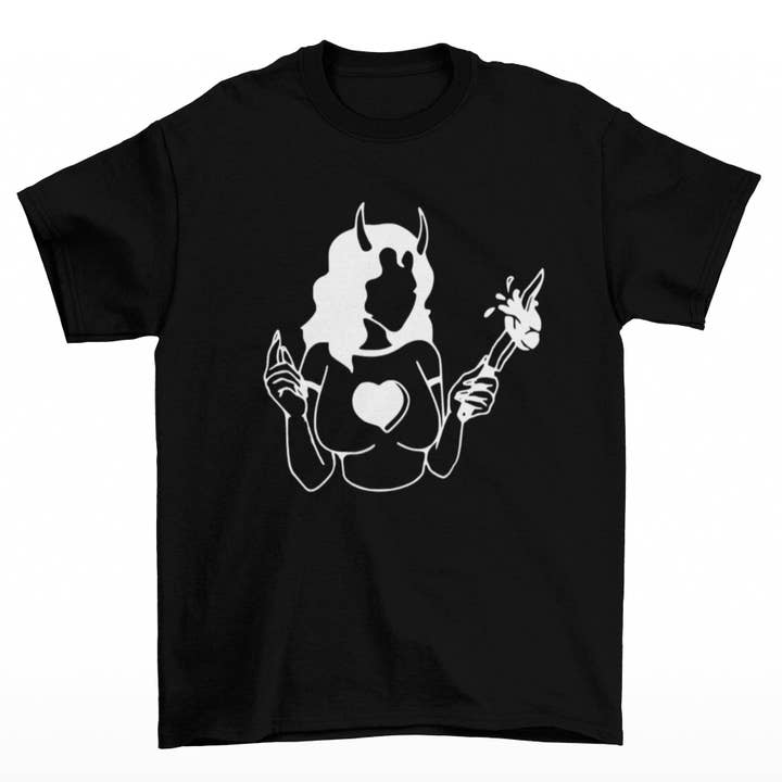 Wickedly Divine Shop - Wholesale Screen Printed T-Shirt - Women's - Goth Style Shirt, Heartless Demon Girl, Witchy Shirt