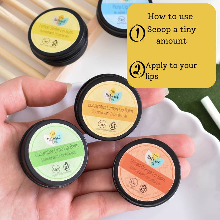The Natural Spa Cosmetics - Wholesale Lip Balm - Lemon Sorbet All Natural Lip Balm - Vegan Stocking Filler4