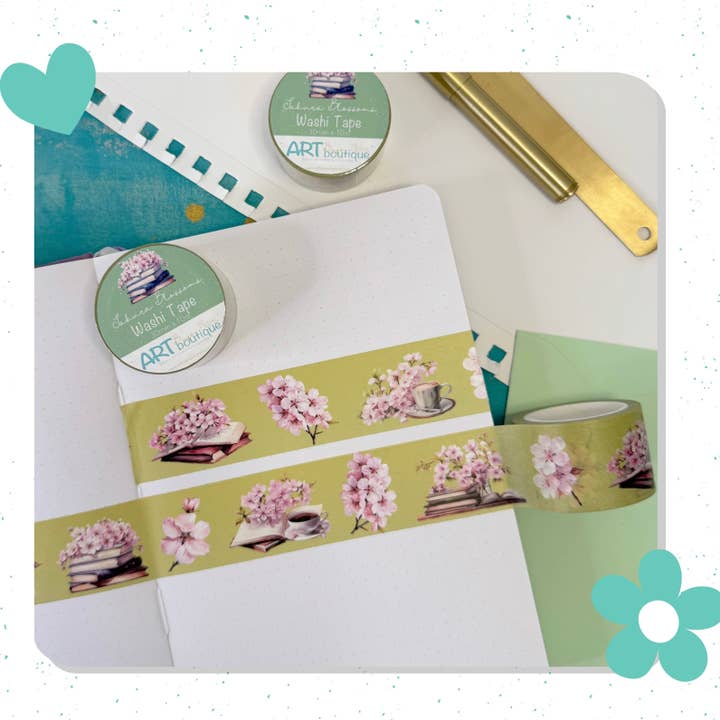 Ruban Washi Sakura Blossom et Livres 30mm pour la vente par Art Bujo Boutique