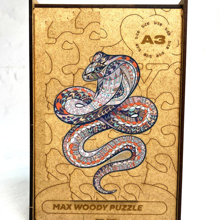 Wood Jigsaw Puzzle Adults & Kids Snake L Size 100+ pcs for wholesale by Max Woody™