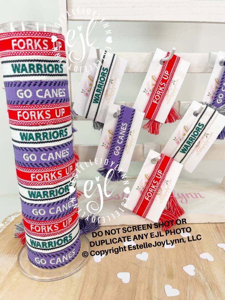 School Spirit Embroidered Bracelet / Custom School Bracelet for wholesale by EstelleJoyLynn, LLC