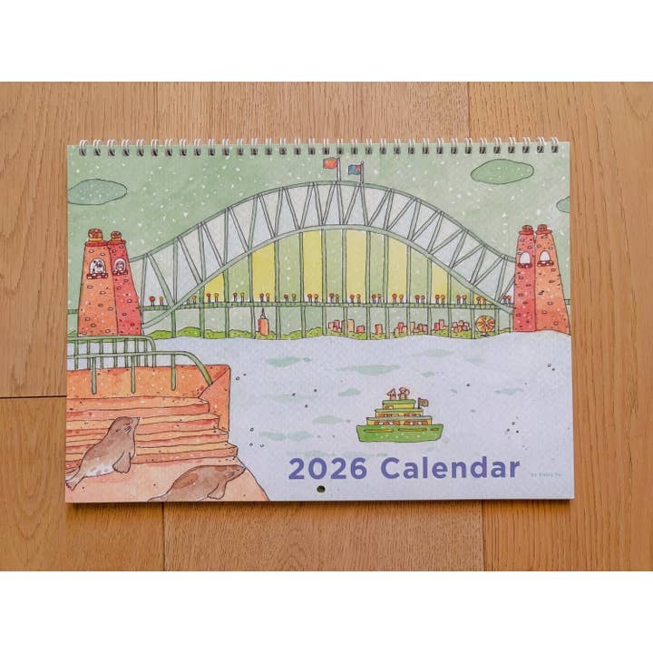 Calendario Artistico Illustrato di Viaggi in Australia 2026 A4 per la vendita all'ingrosso da parte di ENJOY ILLUSTRATION ART