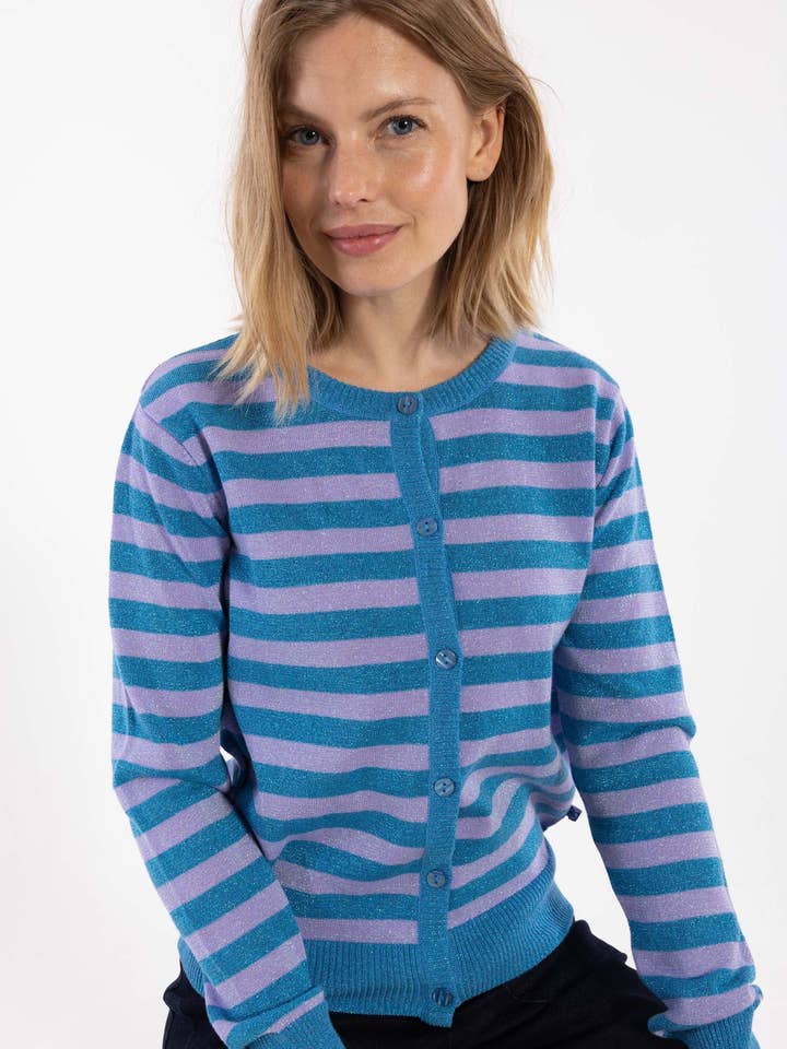 Danesaga Glitter Cardigan Light Lilac/Faded Blue for wholesale by Danefae København