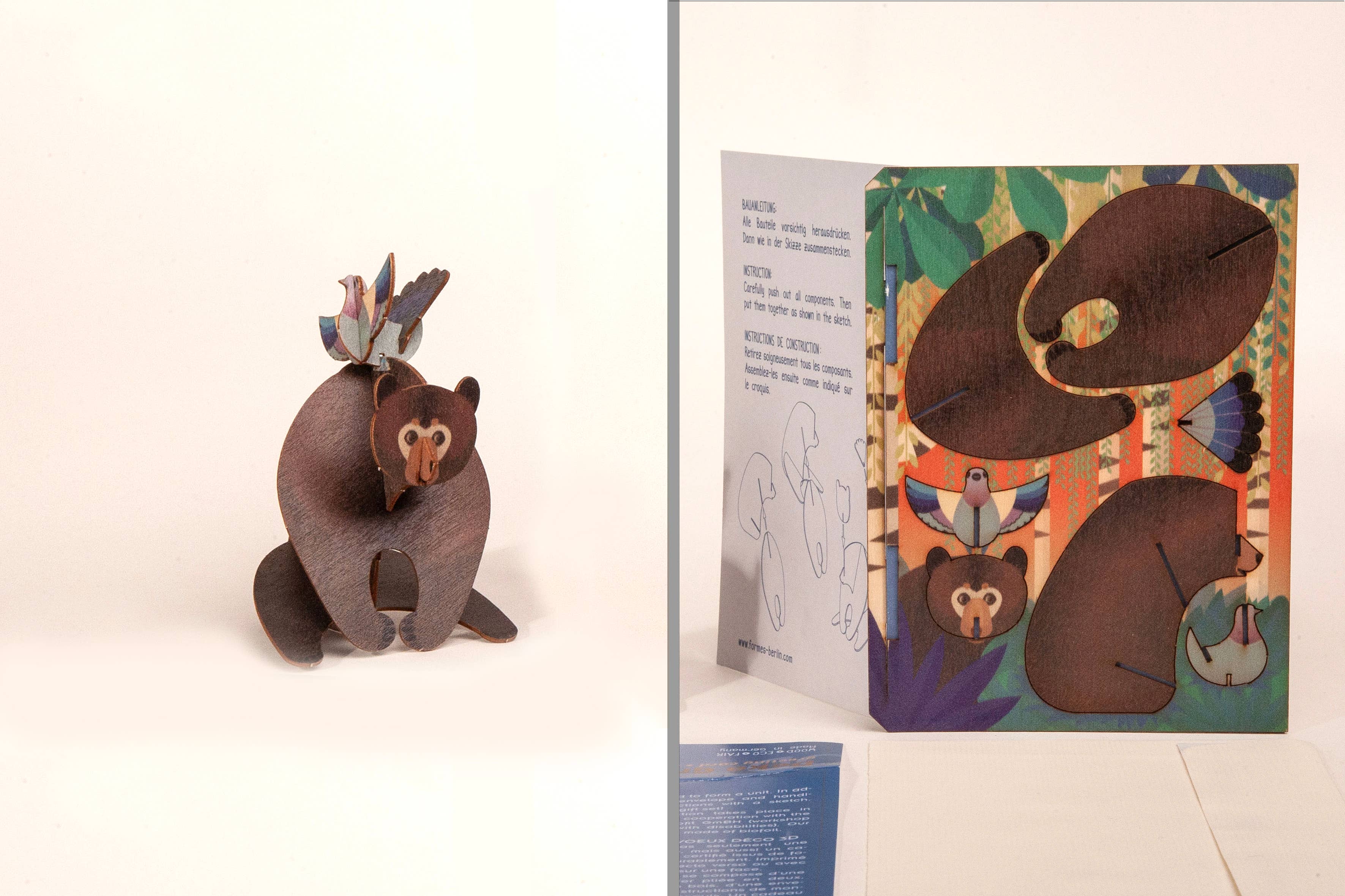 Formes Berlin GbR – postal de felicitações por atacado – Cartão 3D com Urso e Pomba da Paz - Cartão de Saudação0