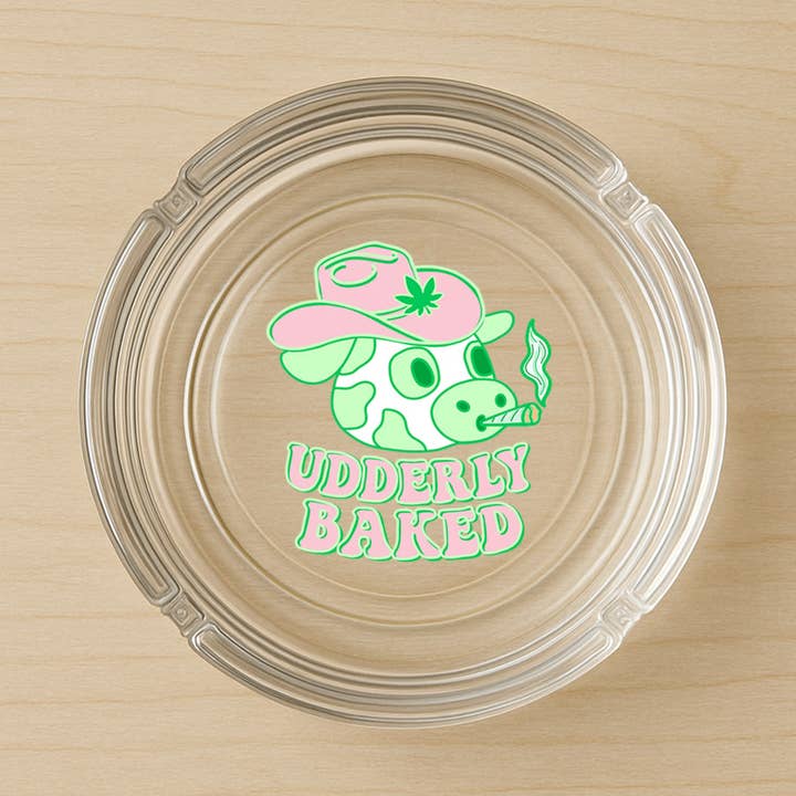 Udderly Baked Glass Ashtray for wholesale by DaisyChainDesignCo