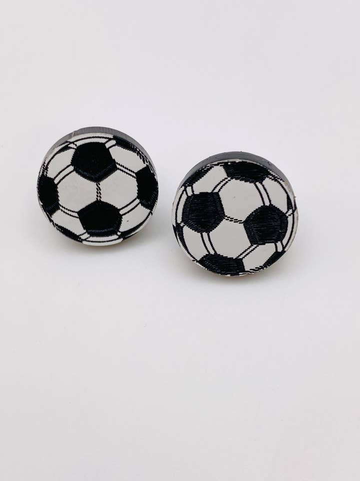 SOCCER BALL SPORTS STUD EARRING for wholesale by Sandy Lou Designs