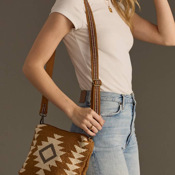 Panache Apparel Co. - Wholesale Crossbody Bag - Women's - Camel, Cream & Gray Aztec Crossbody2