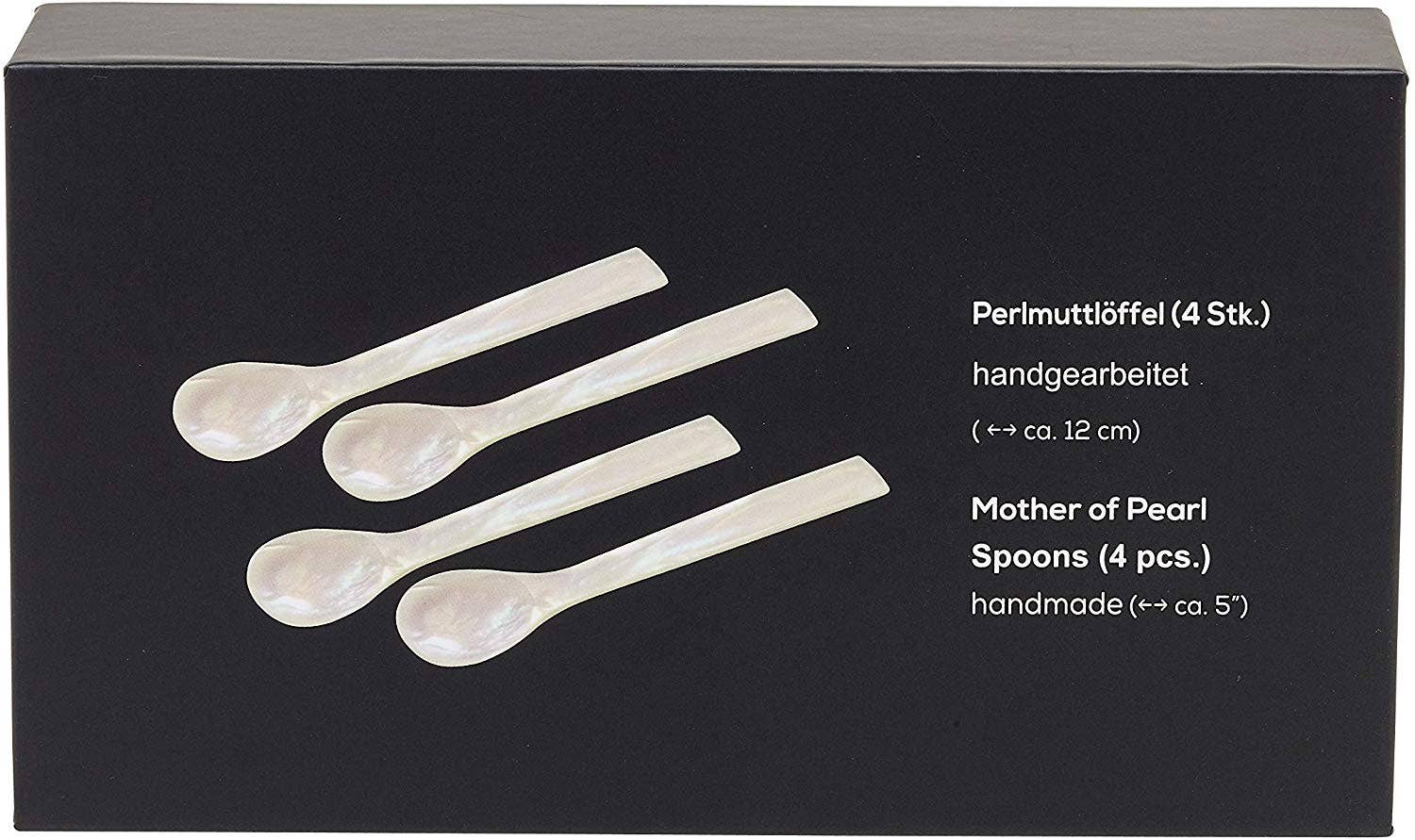 EDZARD - Wholesale Table Spoon (Cutlery) - Set of 4 Mother-of-Pearl Caviar Spoons , straight corners4