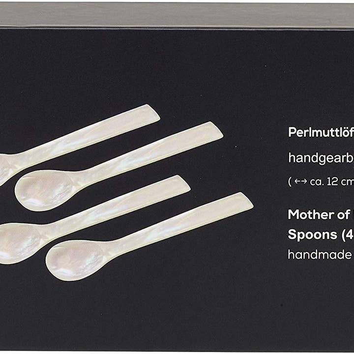 EDZARD – Engroshandel Bordske (bestik) – Sæt med 4 kaviarskeer i perlemor med lige hjørner4