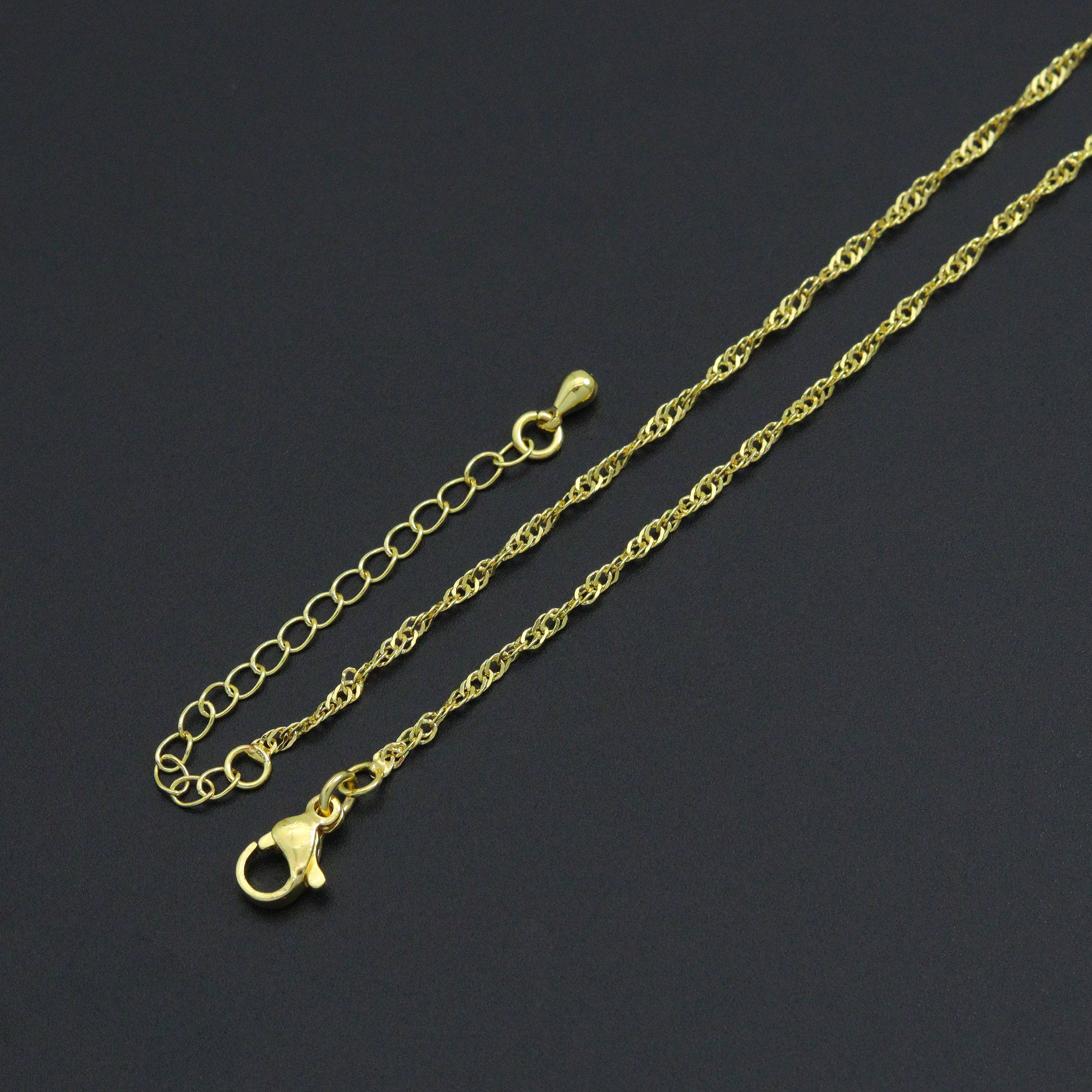 BestBeads&Beyond - Wholesale Link & Chain Necklace - 18K Gold Finished Gold Singapore Chain Necklace, sku#JD052