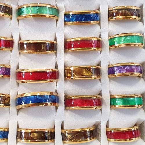 Stainless steel ring, colorful, gold-mixed colors for wholesale by EHAWA