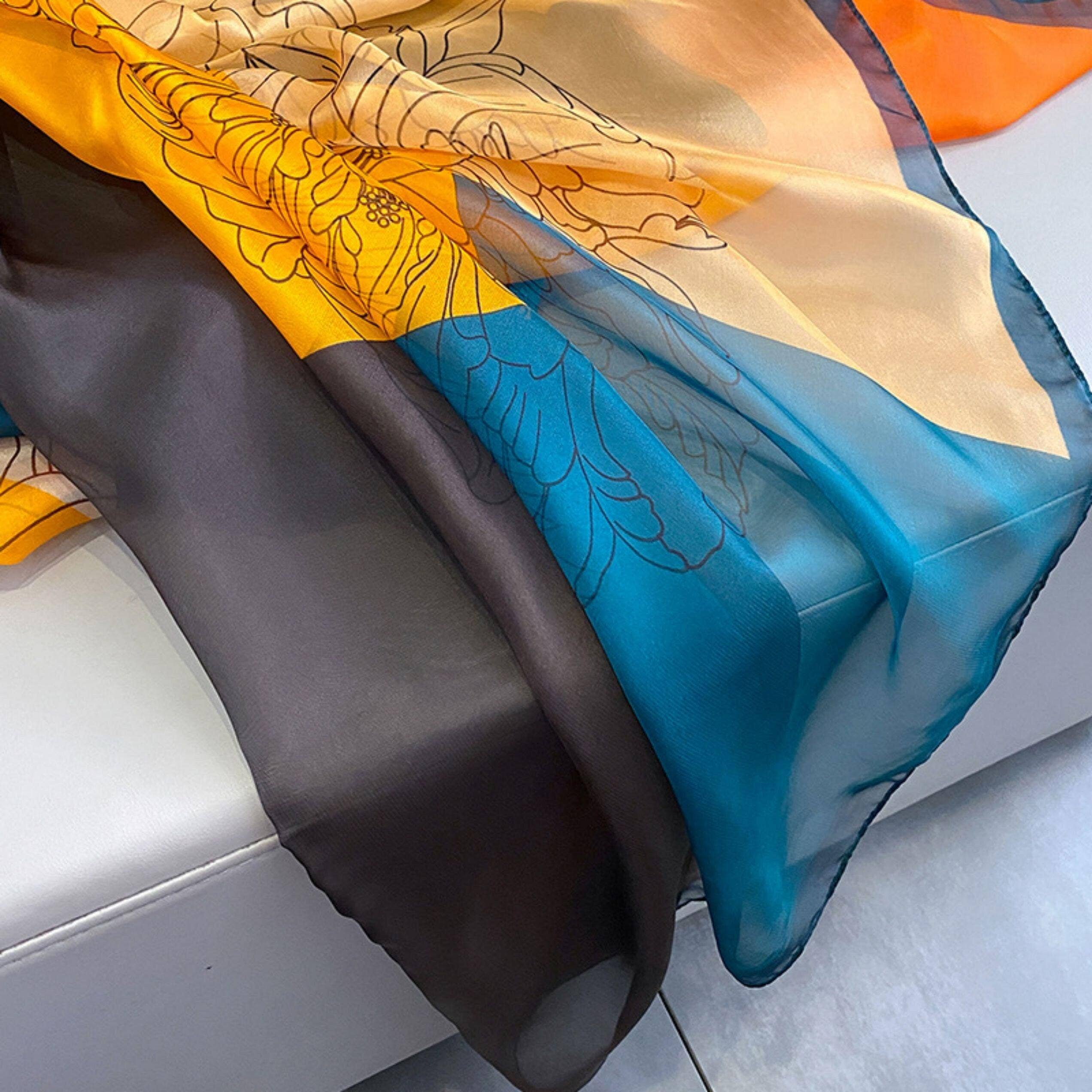 SueSilkHK – wholesale Scarf – Women's – Color blocking summer sarong/Oriental aesthetics sarong/UV protection silk scarf/Summer Cape/Beach Cover Up/Beach Sarong/Gift for her2