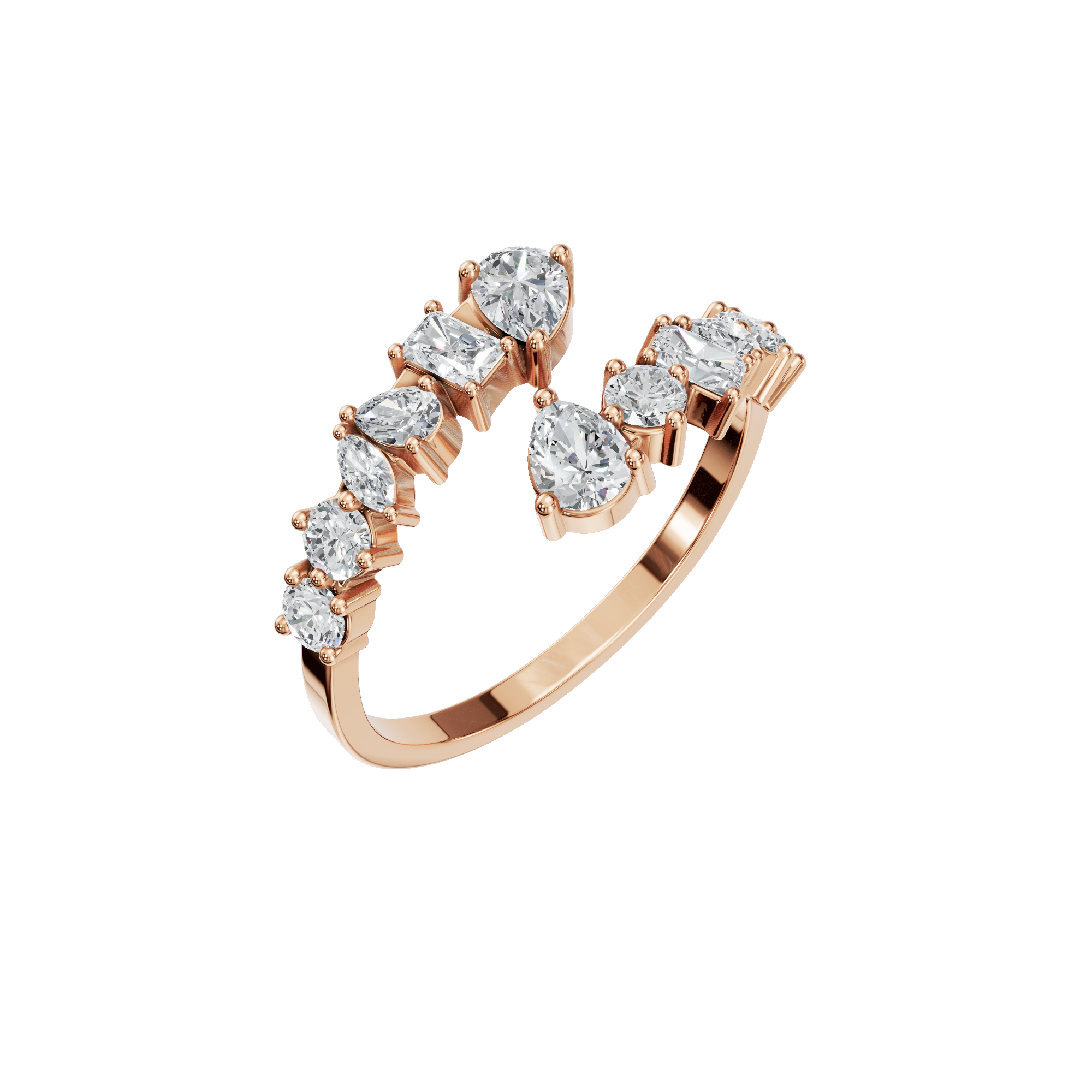 PureYou Jewelry - Wholesale Multi-Stone Ring - 14K Gold Diamond Cuff Ring, Lab GrownDiamond Ring10