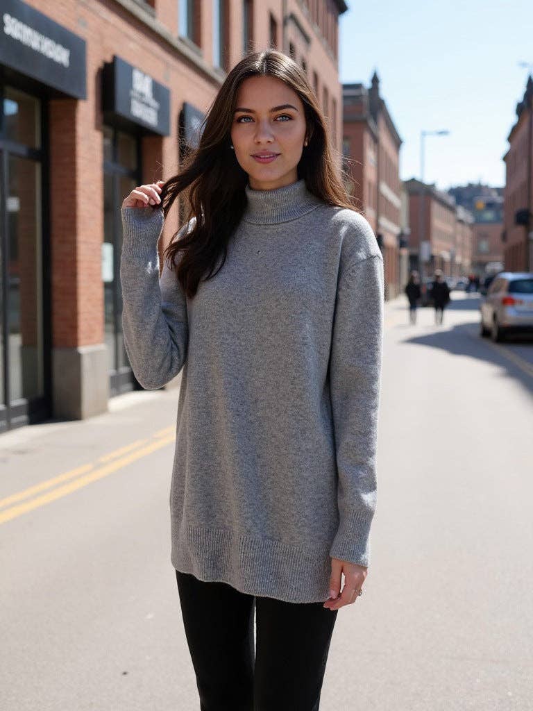 Marayn - Wholesale Knitted jumper – Women′s - Cozy Oversized Turtleneck Knit Sweater for FallWinter5